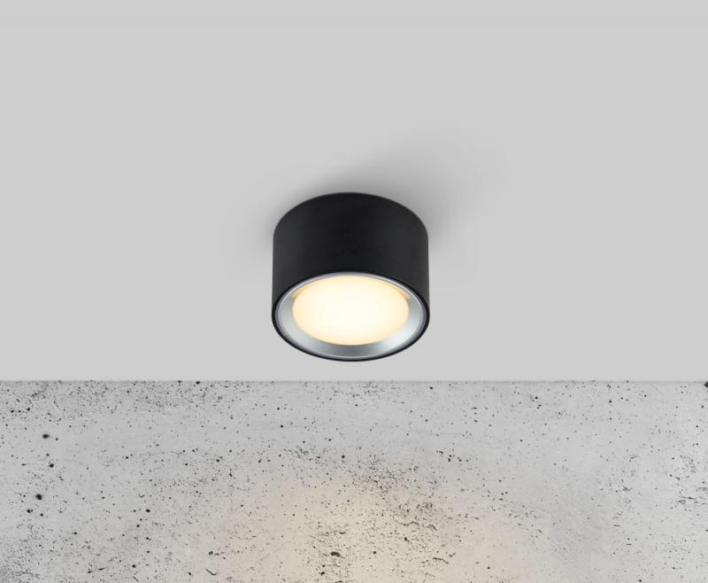 Moderner Nordlux Fallon Deckenstahler in stillvollem mattem schwarz mit warmweißer LED aus Edelstahl